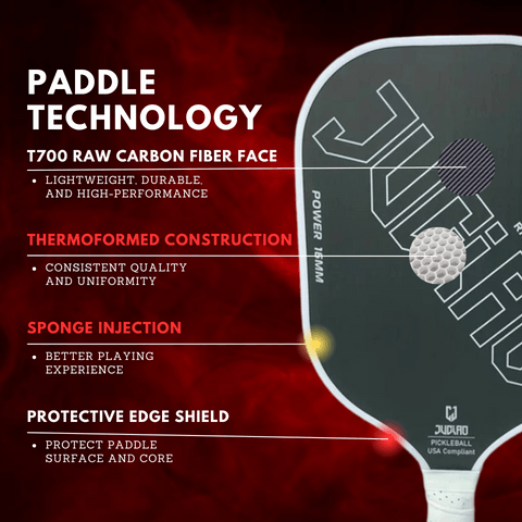 JCO PRO "WHITE" Thermoformed 16mm Raw Carbon Super Spin Paddle